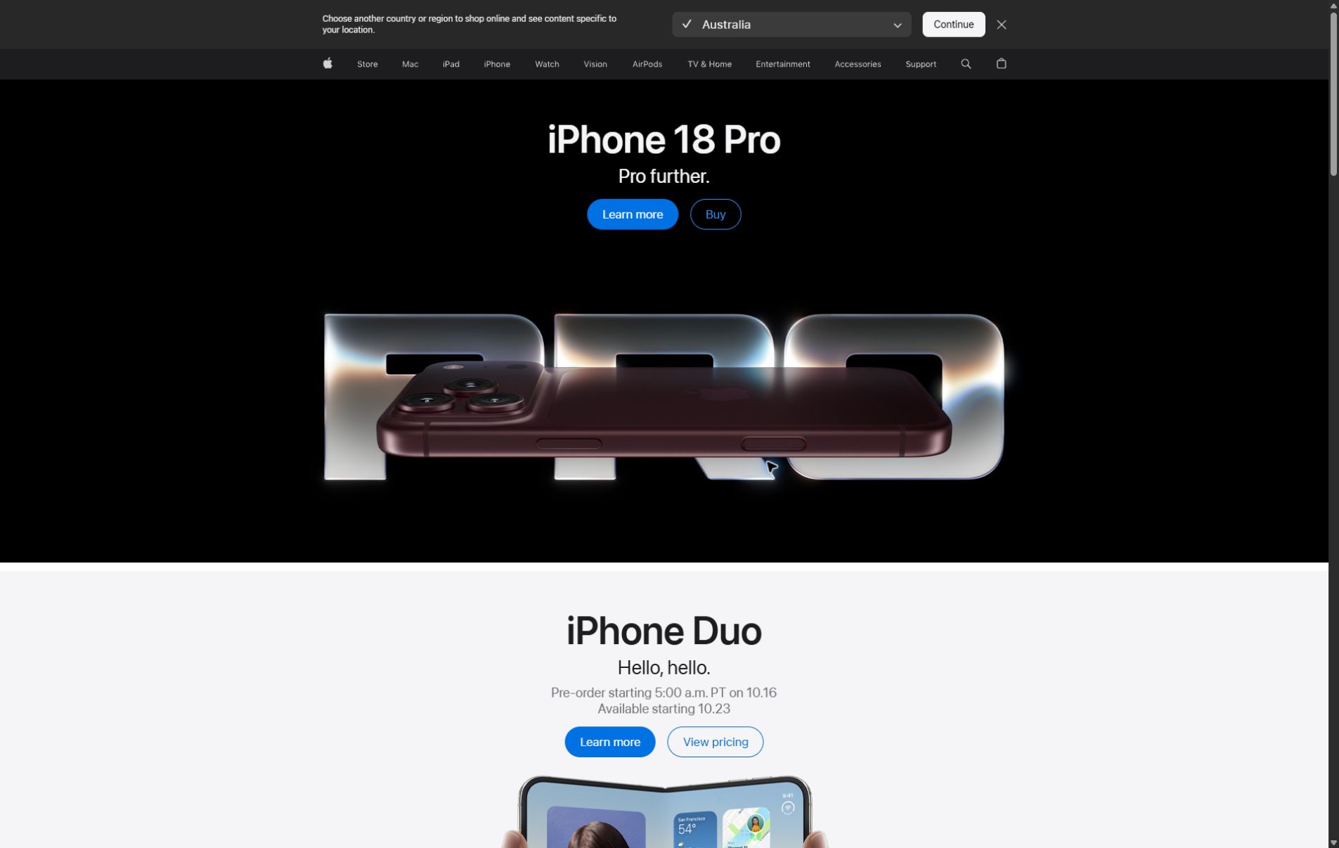 Apple homepage