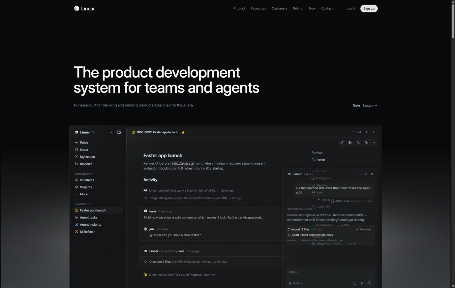 Linear homepage