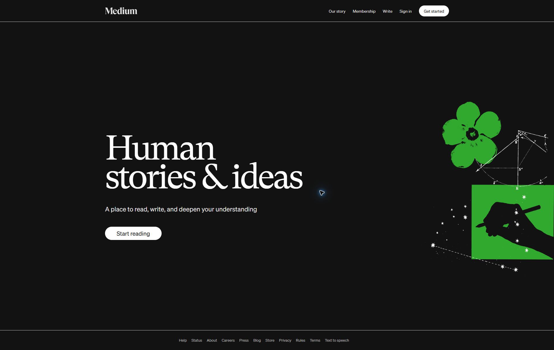 Medium homepage